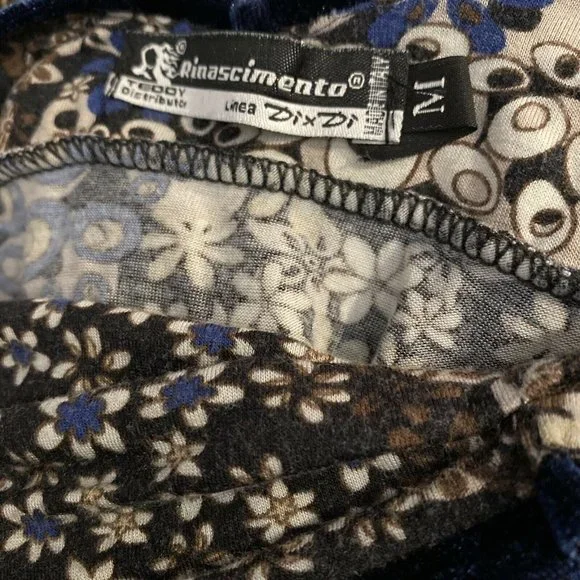 - Vintage Rinascimento Retro Blue & Brown Floral Print Dress - Picture 9 of 12